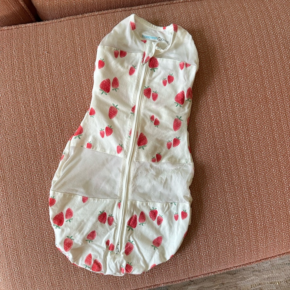 Strawberry Print Baby Sleep Sack Swaddle - White & Red